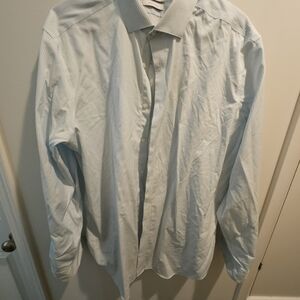 Calvin Klein Men's Light Blue Checkered Dress Shirt